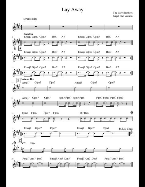 Free Sheet Music Lay Away The Isley Brothers